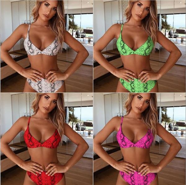 

women's swimwear striped snake leopard print high waist bikini, White;black