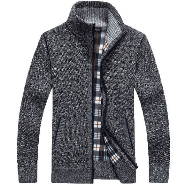 

mens jackets winter thick knitted sweater coat long sleeve cardigan fleece full zip male causal plus size clothing for autumn 220826, Black;brown