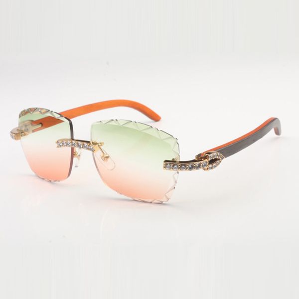 

xl diamond sunglasses frame 3524028-1 with natural color wood and 58mm clear cut lenses, White;black