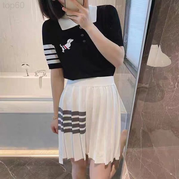 

skirts designer chao brand 22 spring / summer new college style high waist thin and long legs knitted short skirt a-line pleated wkjj, Black