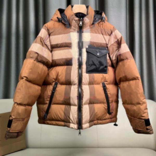 

men nylon down jacket front pocket reversible coat designer quilted hooded parkas 3xl, Black