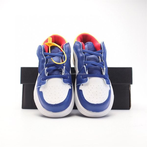 

2022 kids 1 low alt royal yellow ps basketball shoes bq6066-123 white yellow dark blue girls boys children sneakers us size 7.5c-3y eur size, Black