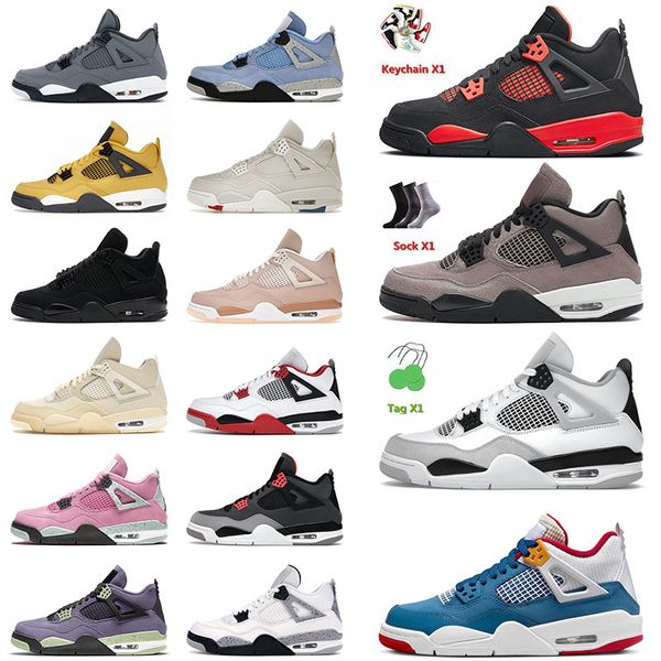 

jumpman 4 4s iv mens basketball shoes red thunder taupe haze military black sail craft canvas white cement tennis sports sneakers trainers