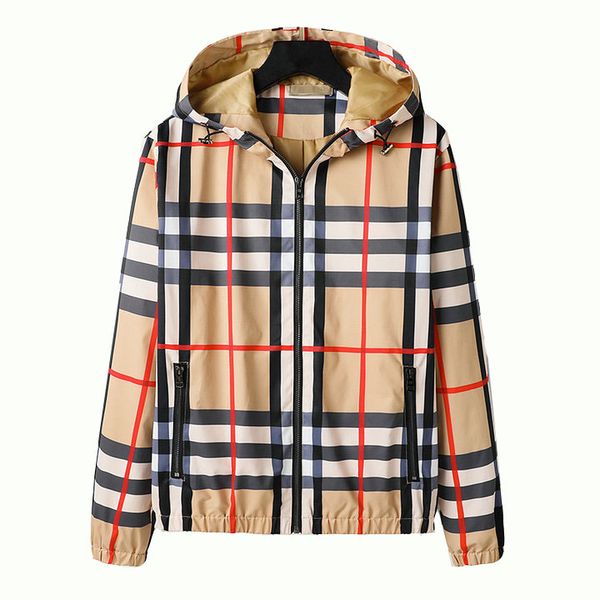 

spring new mens designer jacket sport windbreaker long sleeve zipper pocket man casual hoodie coat plaid jackets plus size 4xl5xbbu, Black;brown