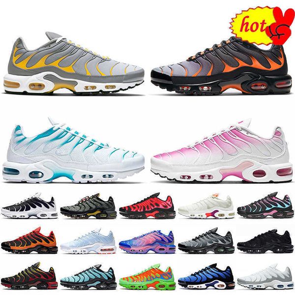 

2022 sandals fashion tns plus tn mens running shoes grey yellow orange blue fury pink fade triple black white off womens trainers sneakers