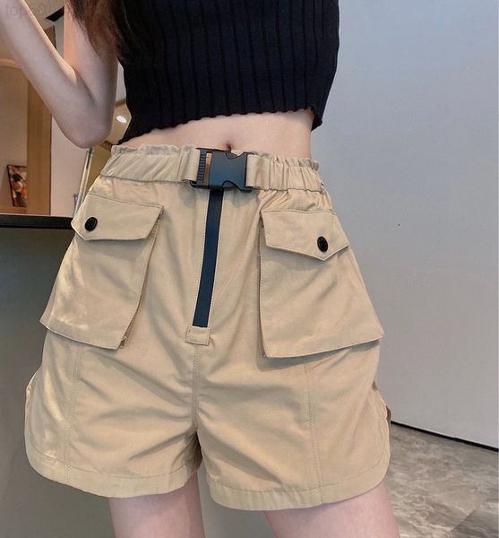 

women's shorts designer fashionable girls work clothes pocket decoration high waist casual pants women's shorts girls' handso, White;black