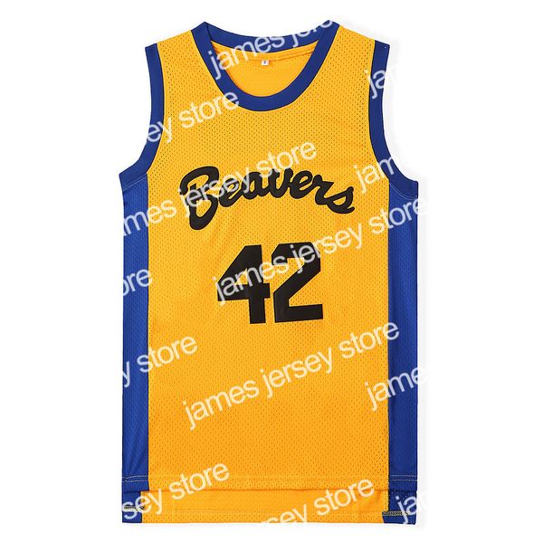 

college basketball wears men's teen wolf #42 scott howard moive beacon beavers basketball jersey yellow american film version state sti, Black