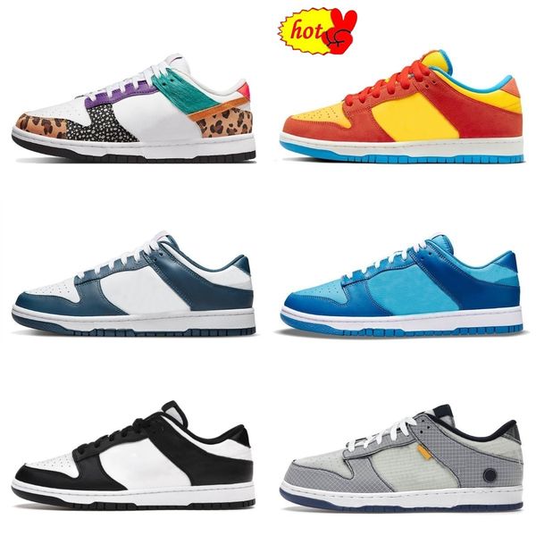

2022 sandals designers sb casual sports shoes animal dunkes paisley unc blue raspberry women men animal trainers union low bart simpson gree, Black