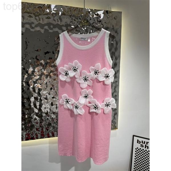 

casual dresses designer chao brand 22 spring / summer new three-dimensional flower sleeveless knitted dress feminine versatile and fashionab, Black;gray