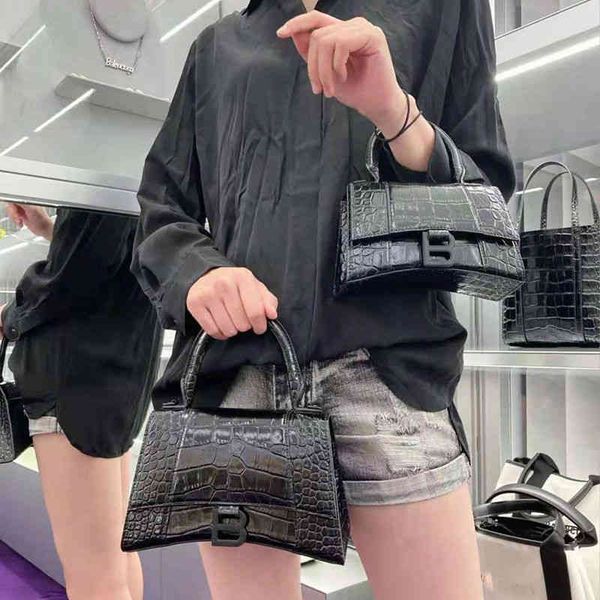 

handbags fashion balencigas bags designer b family bag high version mini hourglass crocodile leather shoulder diagonal hand women