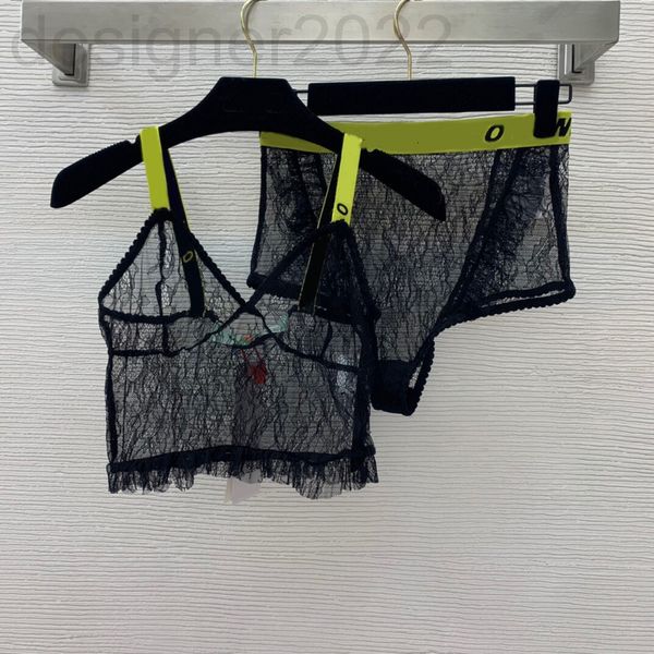 

women's tracksuits designer 21 perspective water-soluble lace fabric splicing contrast ribbon vest letter briefs two-piece set secl, Gray