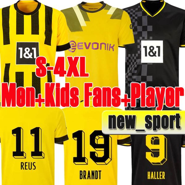 

22 23 reus #11 soccer jersey haaland borussia kamara haller 2022 2023 home away ootball shirt bellingham hummels reyna brandt dortmund men k, Black;yellow