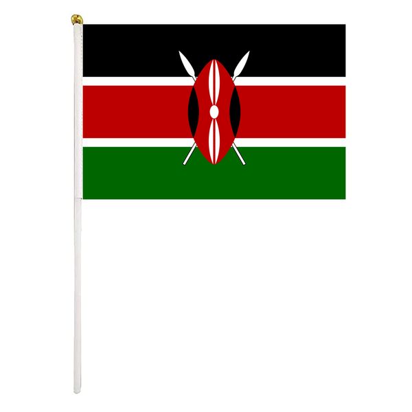 

kenya flag kenyan hand waving flags 14x21 cm polyester country banner with plastic flagpoles for parades sports events festival celebrations