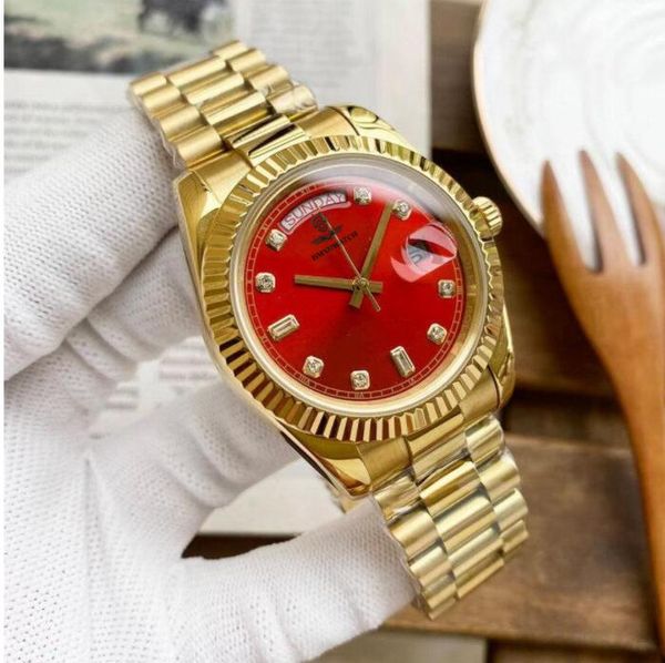 

men watch 41mm day-date automatic mechanical watches diamond dial stainless steel different colors sapphire glass with box, Slivery;brown