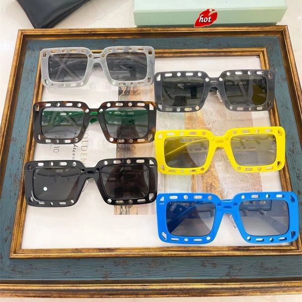 

hip-hop square sunglasses women men off notch hole design white sun glasses blue ladies vintage shados eyewear uv protection b0osecpa, White;black