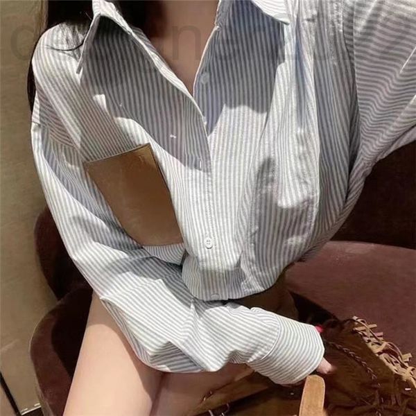 

casual dresses designer shenzhen nanyou autumn fashion brand chest leather label pocket stripe loose long sleeve shirt for men and women rdy, Black;gray