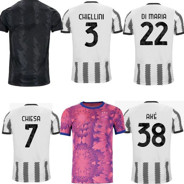 

pogba vlahovic chiesa 22 23 soccer jersey di maria locatelli football shirt camiseta futbol 22 23 men kids kit with socks fans player, Black;yellow