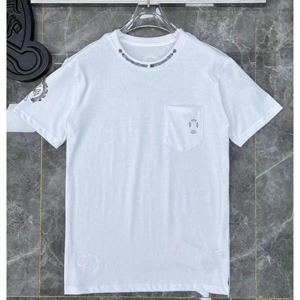 

mens brand summer t shirts horseshoe flower tees ch man cross t-shirts women shirt sanskrit letter designer fashion tshirts luxury boy hip, White;black