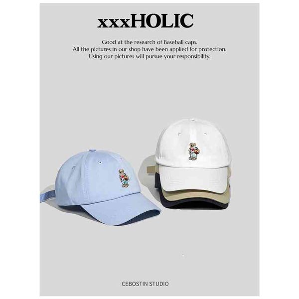 

ball caps high version korean hat tide brand cute cartoon bear baseball cap casual versatile duck men and women itew, Blue;gray
