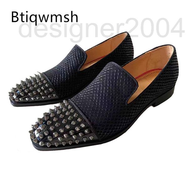 

dress shoes designer black snakeskin studded shoes men pointed toe rivet flat fashion moccasins xazb
