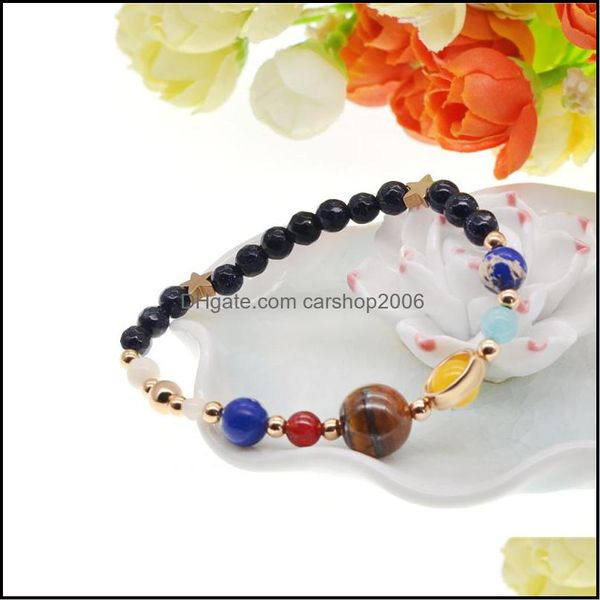 

beaded strands universe galaxy the eight planets in solar system guardian star natural stone beads bracelet bangle for women men g dhhx0, Black