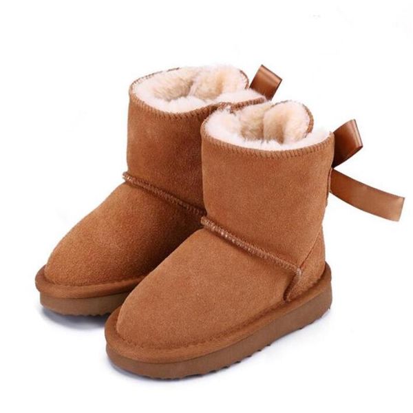 

genuine leather australia girls boys ankle winter boots for kids baby shoes warm ski toddler boot for baby fashion wgg new botte f314k, Black