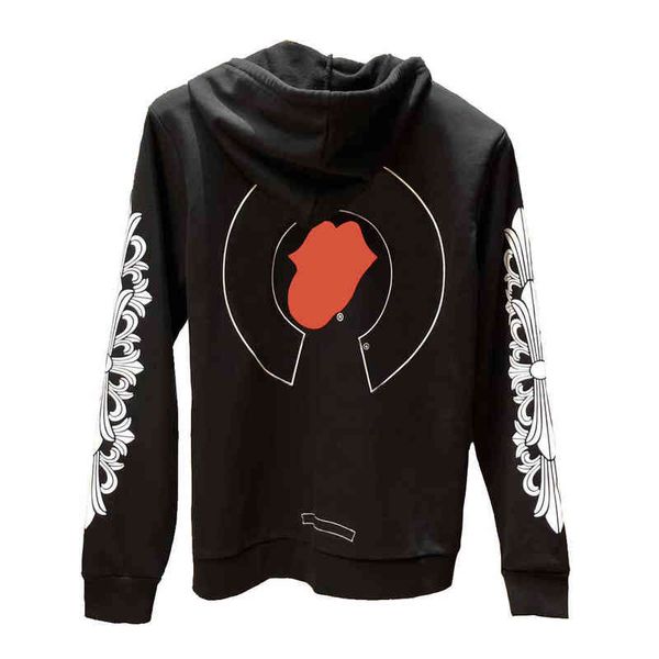 

fleece men's hoodies fleece ch classic mens zipper hoodie good quality letter pattern printed casual long sleeve pocket men woman sweat, Black