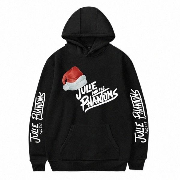 

men's hoodies & sweatshirts letter print women sweatshirt julie and the phantoms gothic hooded long sleeve female harajuku hiphop clot, Black