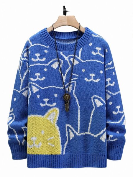 

men's sweaters men cartoon pattern drop shoulder sweater n0uq#, White;black