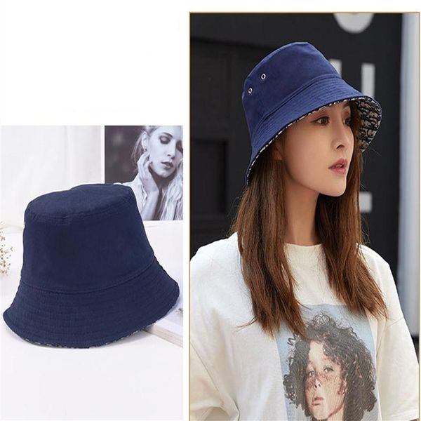 

2021 oblique designers bucket hat for women hats caps patchwork washed denim buckets cotton beach double sided wear fishing beanie skul238f, Blue;gray