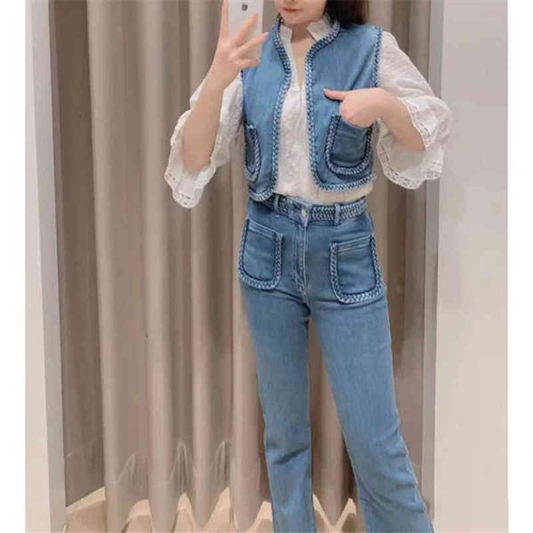 

women's tracksuits french single  spring and summer women's clothing woven jeans vest high waist micro la, Gray