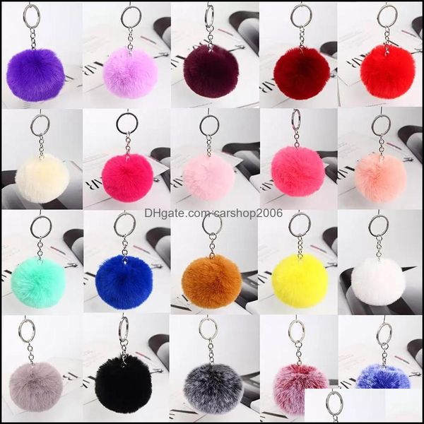 

key rings 8cm trinket pompons keyring faux rabbit fur keychain fluffy chains trinkets pom keychains drop delivery 2021 jewelry carshop dhizv, Slivery;golden