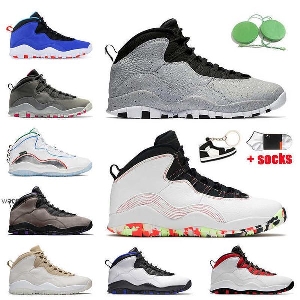 

shoes fashion new 10s basketball shoes jumpman  mens sports trainers cement ember glow orlando wings tinker racer blue im back cool grey d, Black