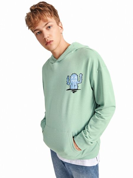 

men's hoodies & sweatshirts men cartoon graphic kangaroo pocket hoodie 583a#, Black