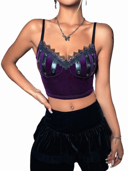 

women's tanks & camis lace trim bustier crop velvet cami s90d#, White