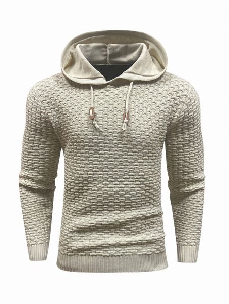 

men's sweaters men textured drawstring hooded sweater i5eq#, White;black