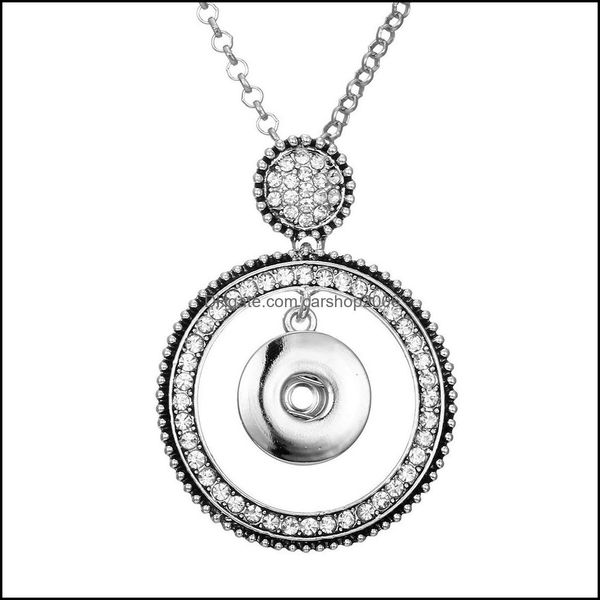 

pendant necklaces snap button jewelry rhinestone sier rose gold geometric shape fit 18mm snaps buttons necklace for women men noosa d dhanh, Silver