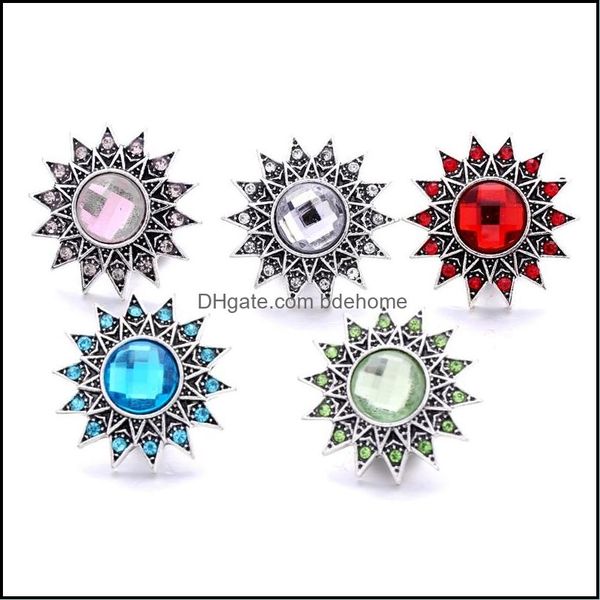

clasps hooks wholesale fashion sun rhinestone ginger snap button clasp jewelry findings women men red blue pink zircon charms 18mm me dhk2e