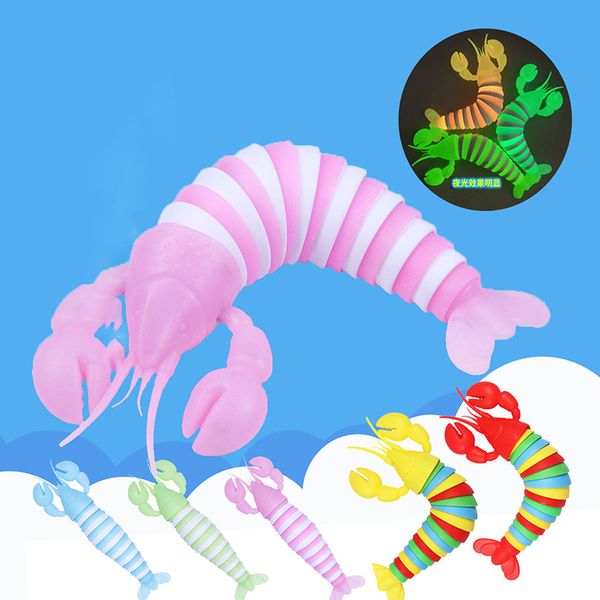 

2022 new toys luminous lobster head slug fidget decompression anti-stress children's toy gift decompression finger