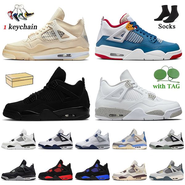 

2022 women mens basketball shoes jumpman 4 sail black cat white oreo 4s messy room sneakers midnight navy seafoam university blue red thunde