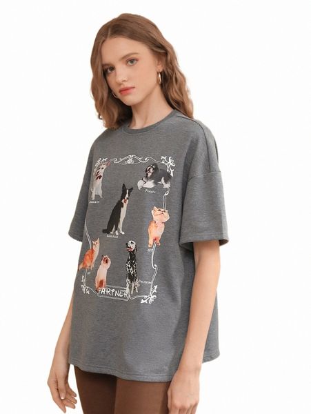 

women's t-shirt mod drop shoulder animal print tee h4hv#, White