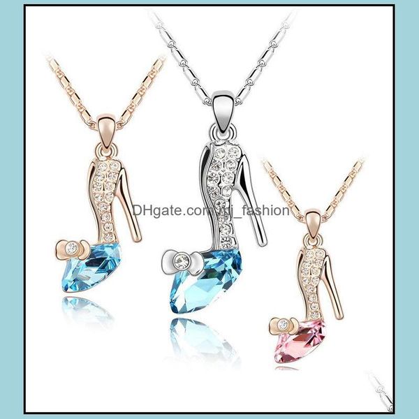 

pendant necklaces pendants fashion jewelry crystal heeled shoes sier gold plated long charms chains drop delivery 2021 mjfashion dhawp, Silver