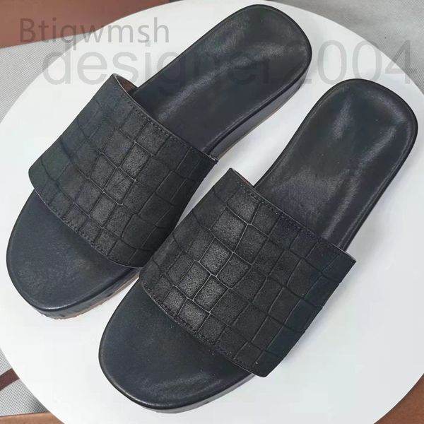 

dress shoes designer black slippers man open toe shoes real leather flat soft for male summer sandals hh1n
