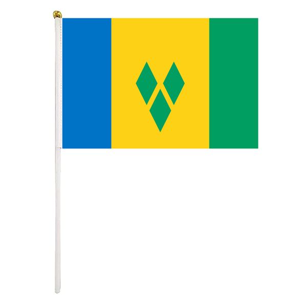 

saint vincent and the grenadines handheld flag 14x21 cm polyester mini hand waving flags with plastic flagpoles for festival events celebrat