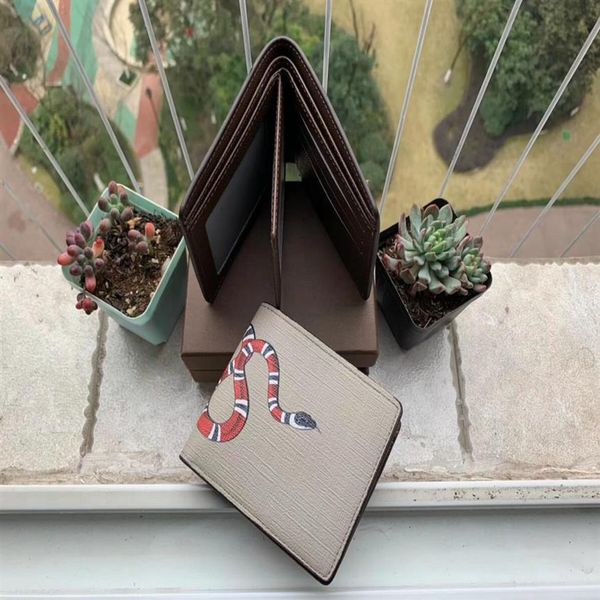 

men's animal short wallets leather black snake tiger bee wallet ladies short wallet wallet card holder with gift box307i, Red;black