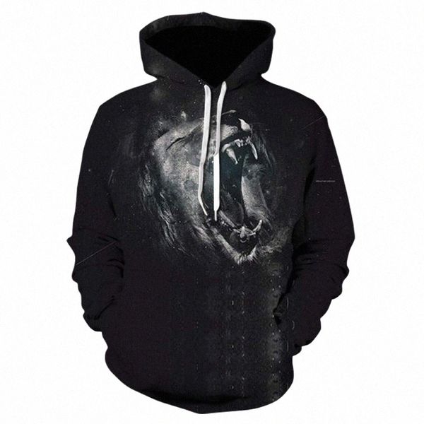 

men's hoodies & sweatshirts novelty lion hoodie animal clothing funny sweatshirt 3d print sportswear autumn winter jacket 72jj#, Black