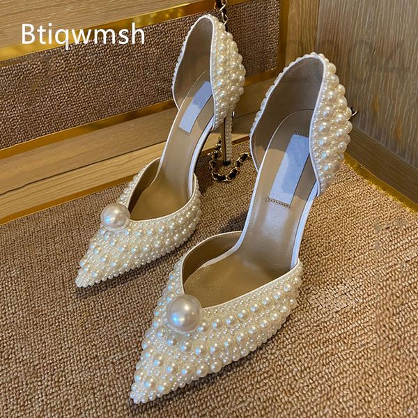 

sandals designer luxury pearl woman pointed toe white soft real leather high heel shoes wedding ampa, Black