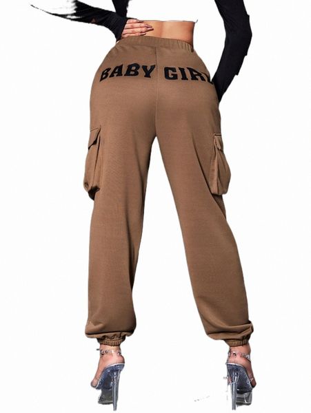 

women's pants & capris sxy letter graphic flap pocket sweatpants y8bj#, Black;white