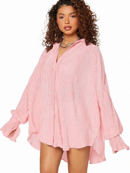 

women's blouses & shirts plisse flounce sleeve high low shirt e1iz#, White
