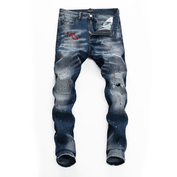 

dsq phantom turtle men's jeans mens italian designer jeans skinny ripped cool guy causal hole denim fashion brand fit jeans men washed, Blue
